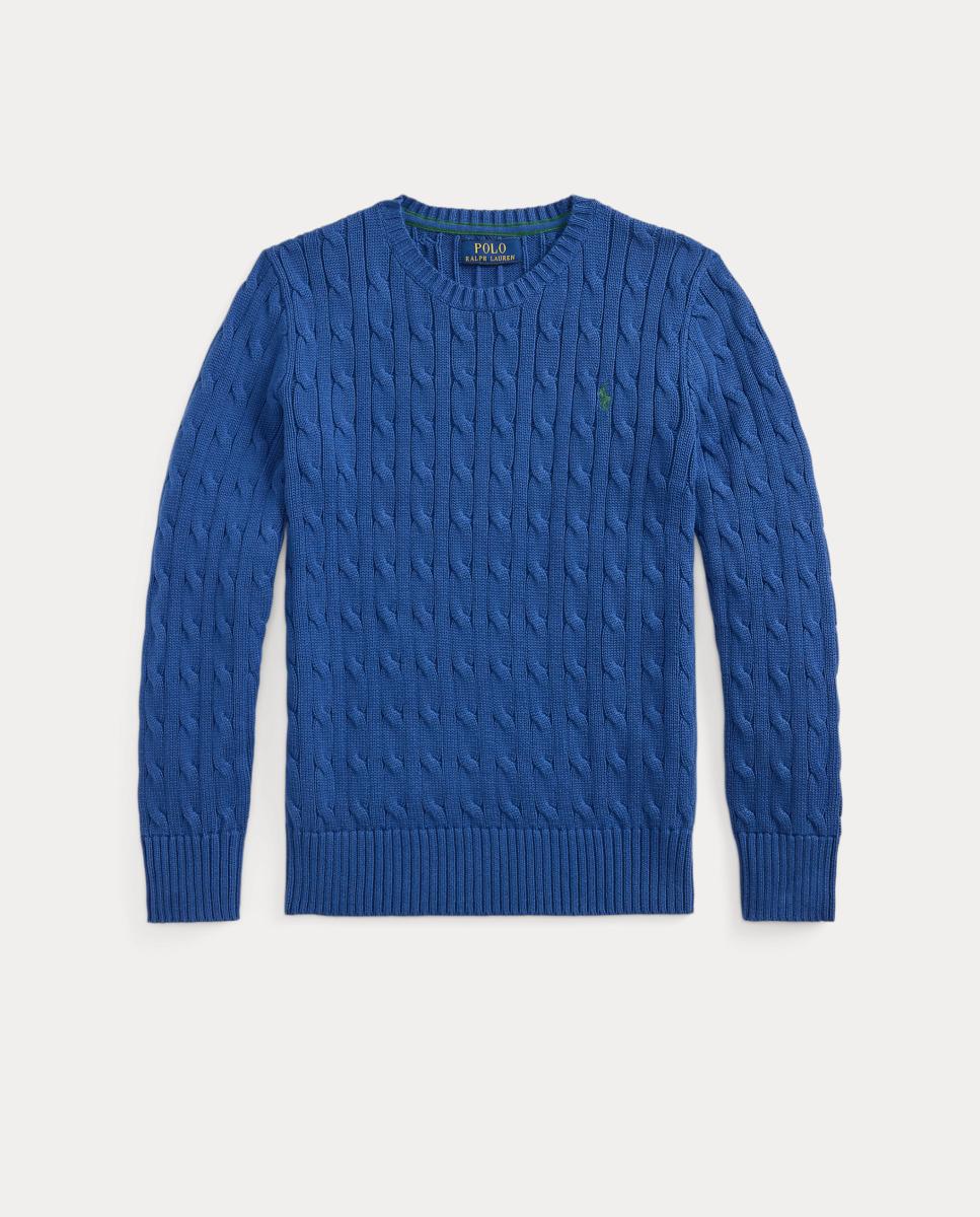 Camisola de Malha do Cabo Unissexo de Algodão Azul-índigo-4