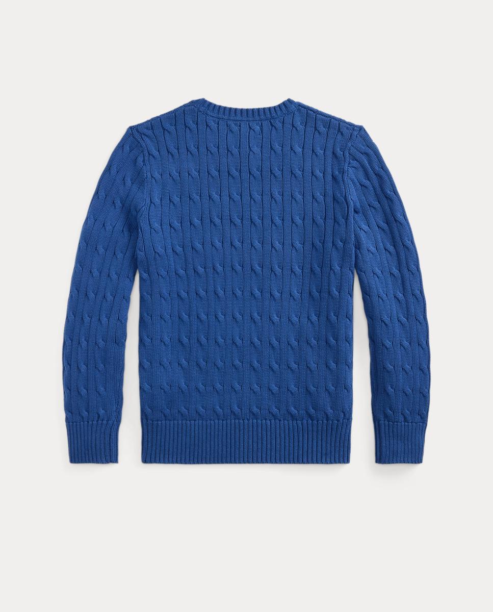 Camisola de Malha do Cabo Unissexo de Algodão Azul-índigo-5
