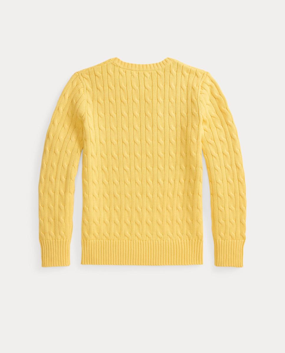 Camisola de Malha do Cabo Unissexo de Algodão Amarelo-2