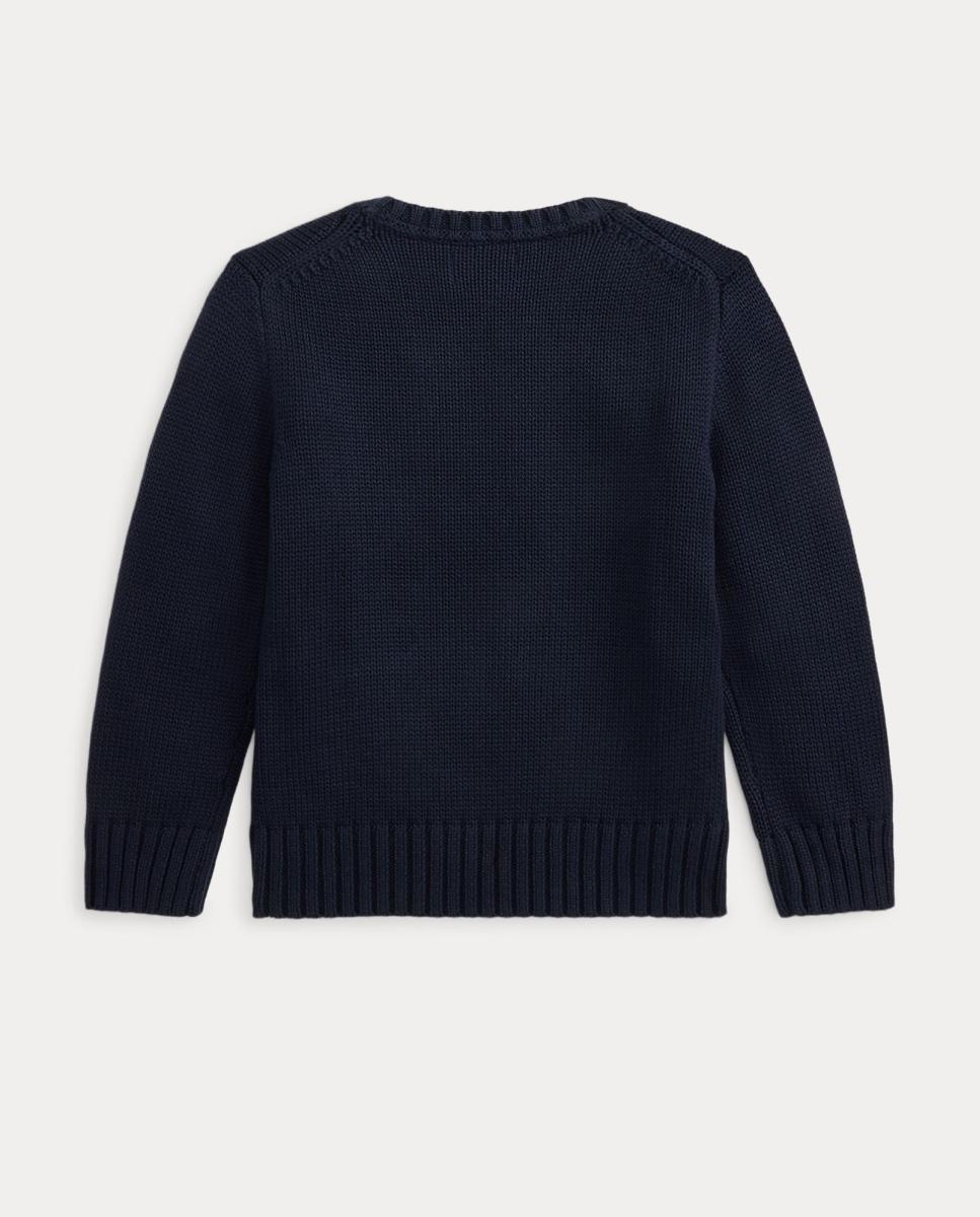 Camisola de Malha Unissexo de Algodão com Decote Redondo Polo Ralph Lauren Azul-marinho-2