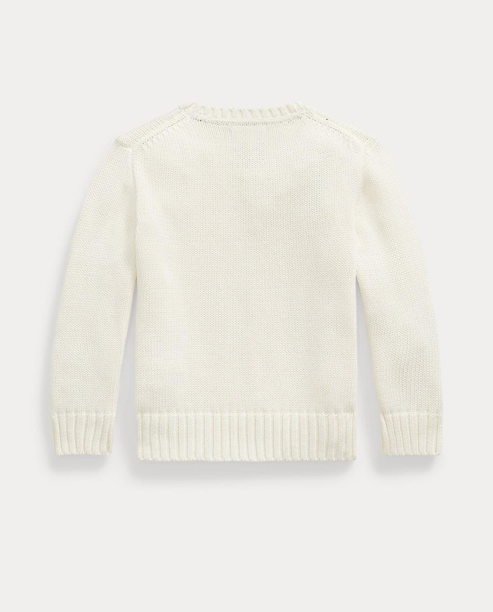 Camisola de Malha Unissexo de Algodão com Decote Redondo Creme-5