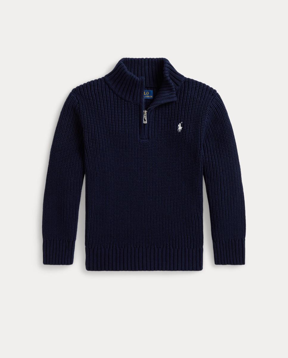 Casaco de Malha de Algodão com Fecho de Correr Polo Ralph Lauren Azul-marinho-1