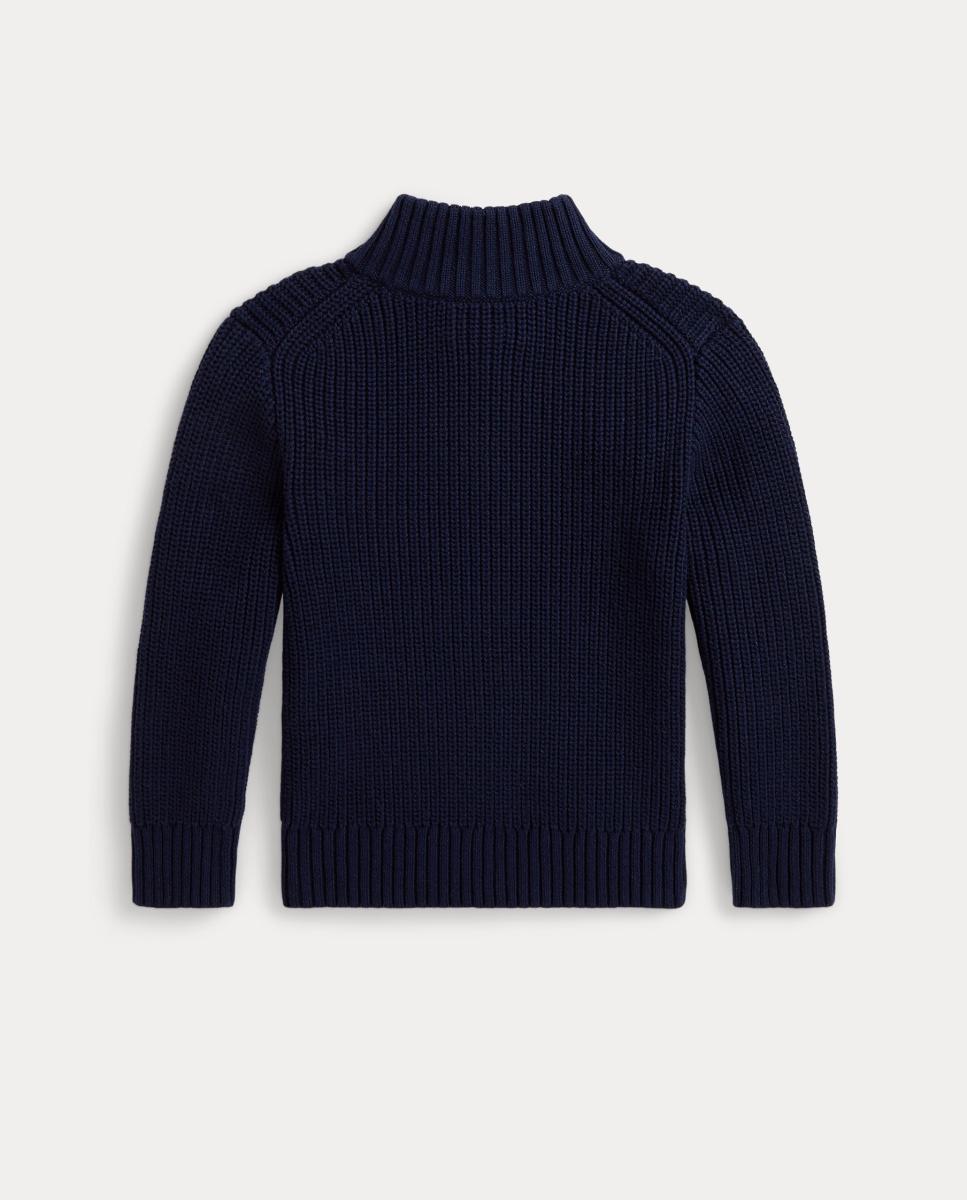 Casaco de Malha de Algodão com Fecho de Correr Polo Ralph Lauren Azul-marinho-2