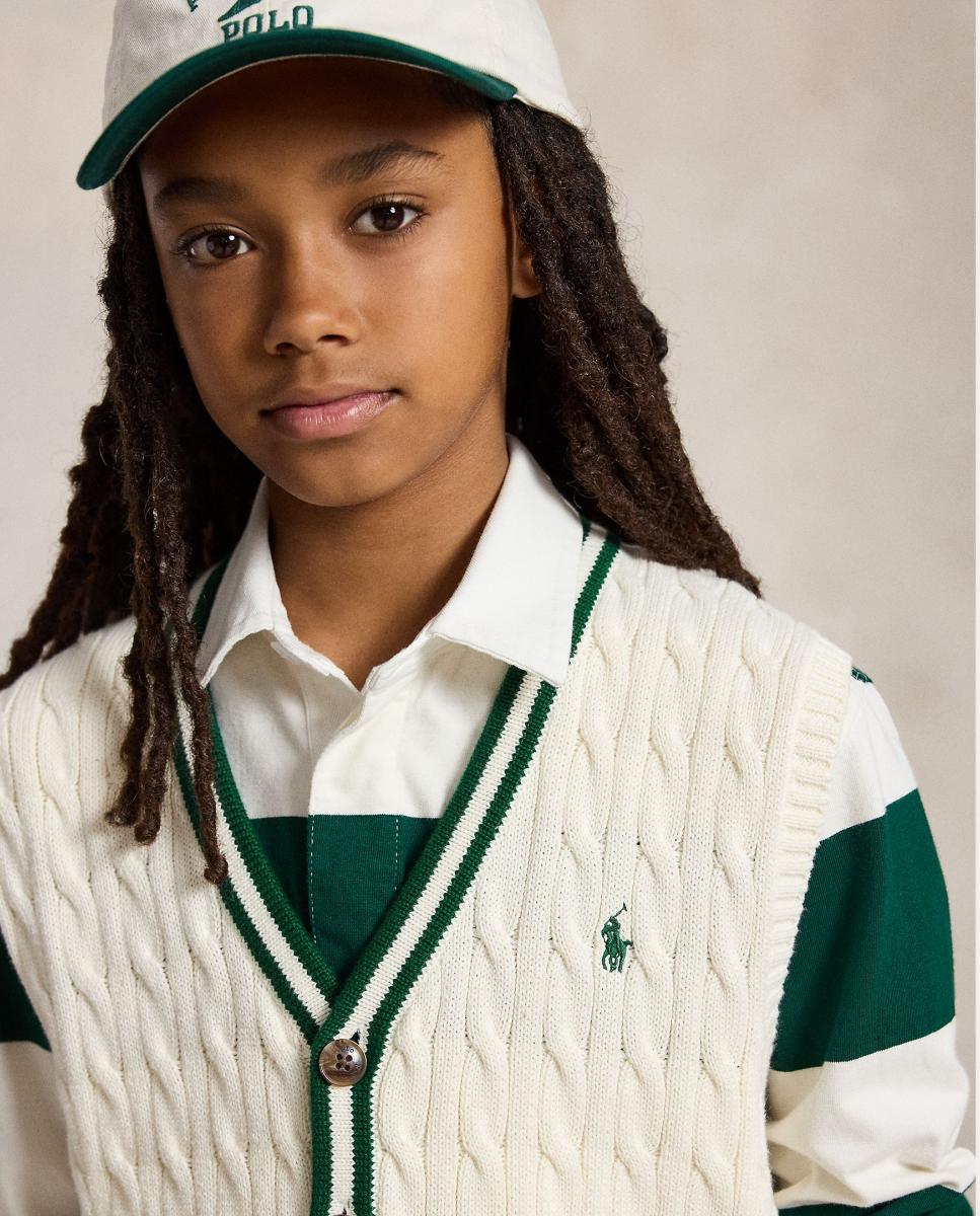 Chaleco de punto de niño de críquet en algodón - Polo Ralph Lauren - Crema Crema-3