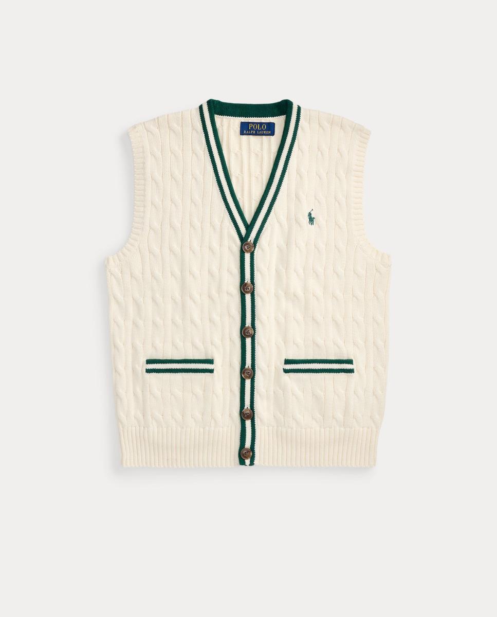 Chaleco de punto de niño de críquet en algodón - Polo Ralph Lauren - Crema Crema-4