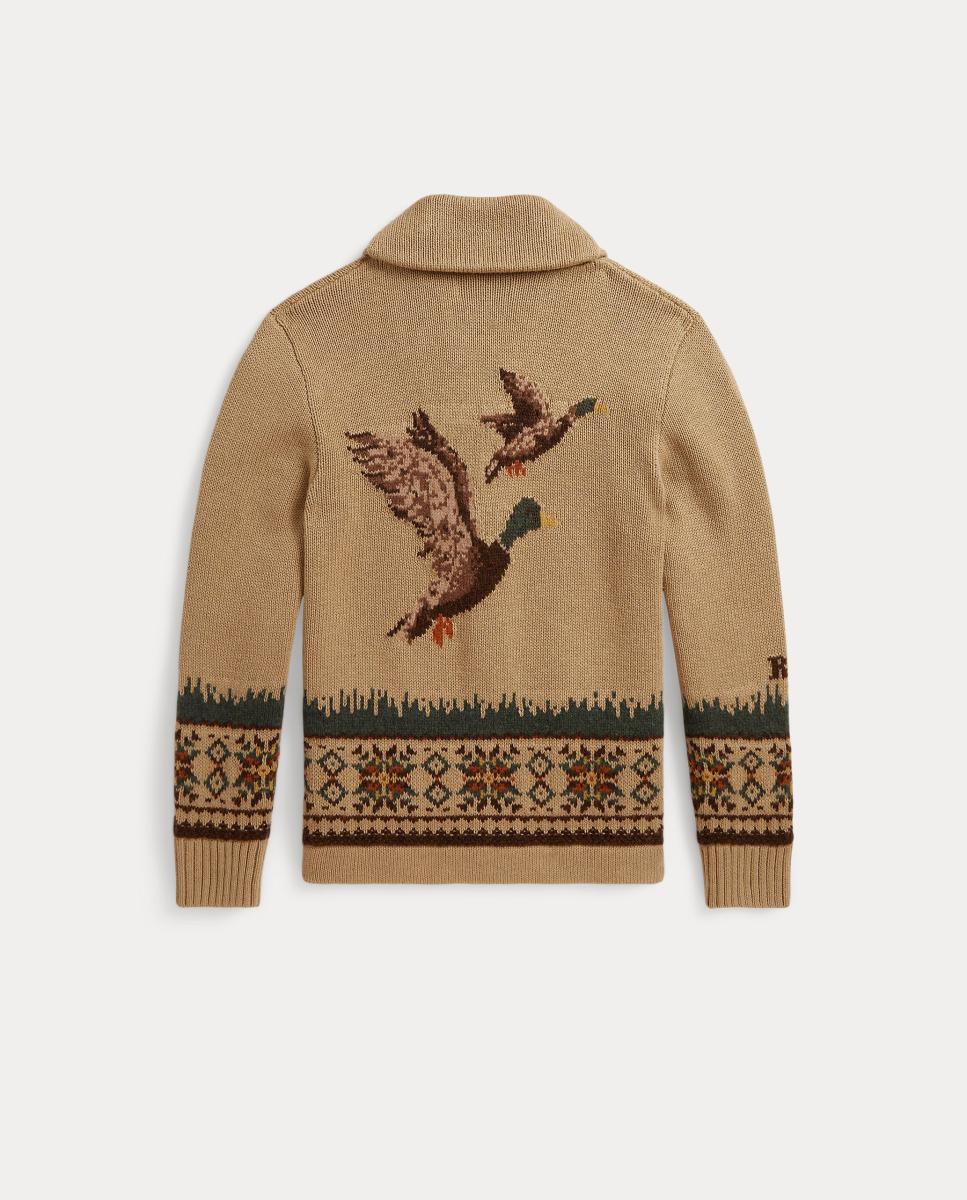 Cardigan em Mistura de Algodão e Lã com Estampado Camel-5