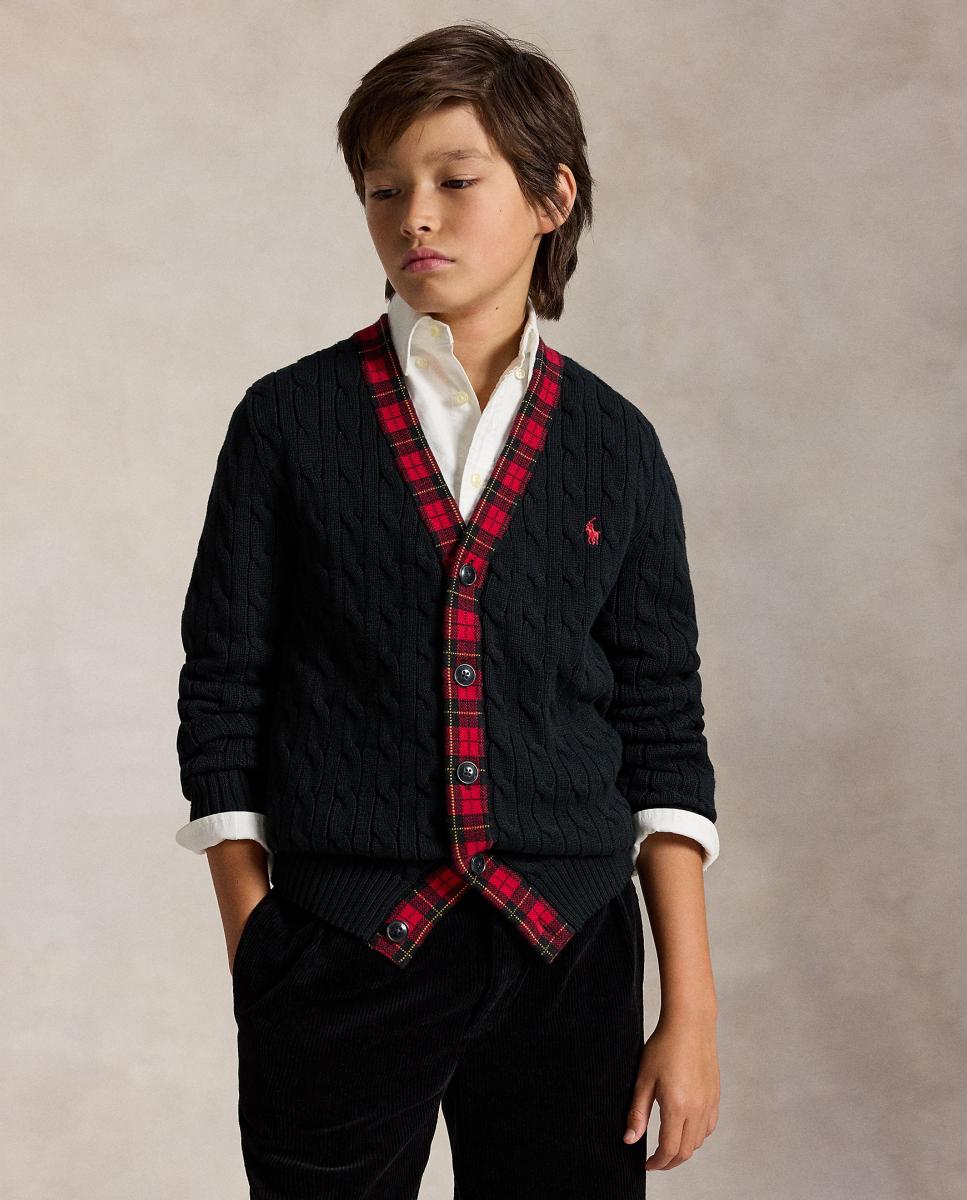 Imagen 0 de Cárdigan unisex de algodón en punto de ochos Negro