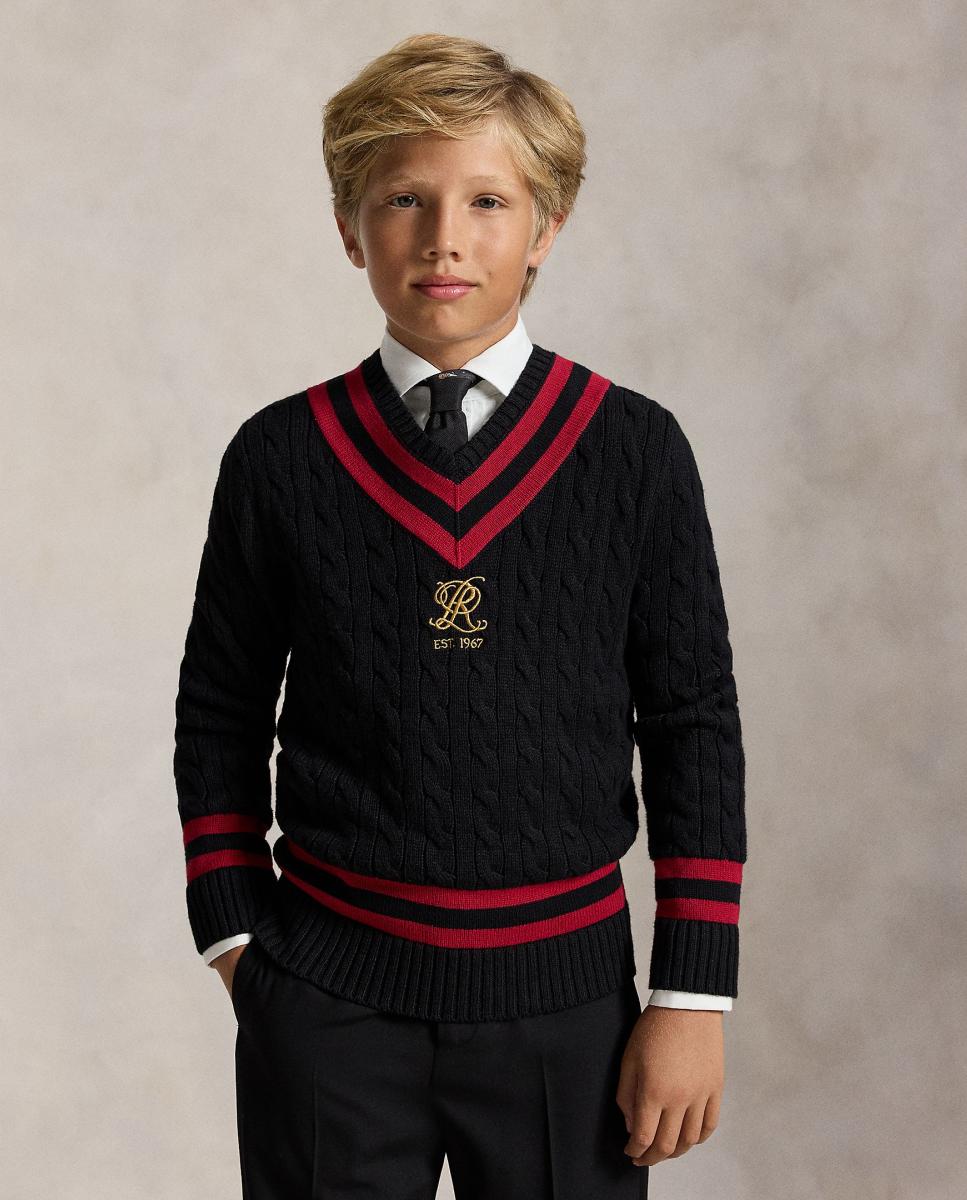 Imagen 0 de Jersey unisex de críquet con logotipo bordado Negro