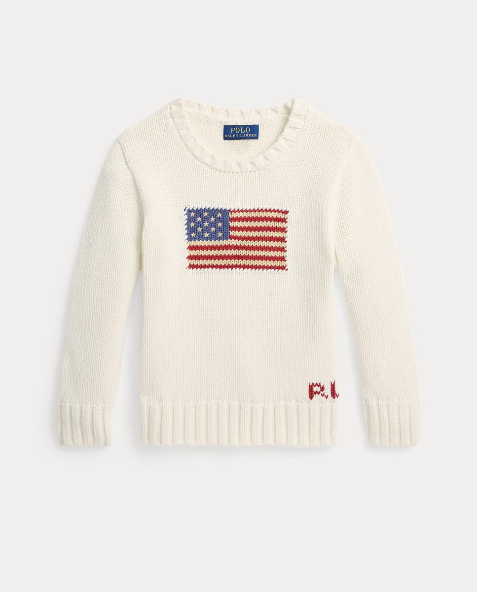 Camisola de Malha Unissexo de Algodão com Bandeira Polo Ralph Lauren Cru-6