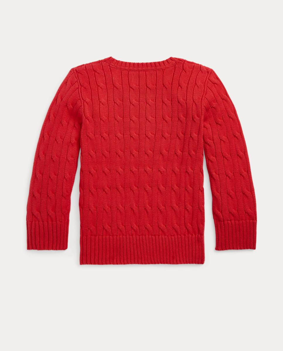 Camisola de Malha do Cabo Unissexo de Algodão Polo Ralph Lauren Vermelho-5
