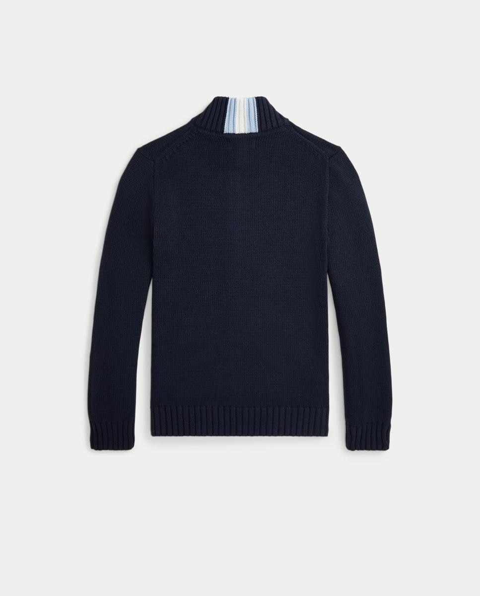 Casaco de Malha de Algodão com Fecho de Correr Completo Polo Ralph Lauren Azul-marinho-2