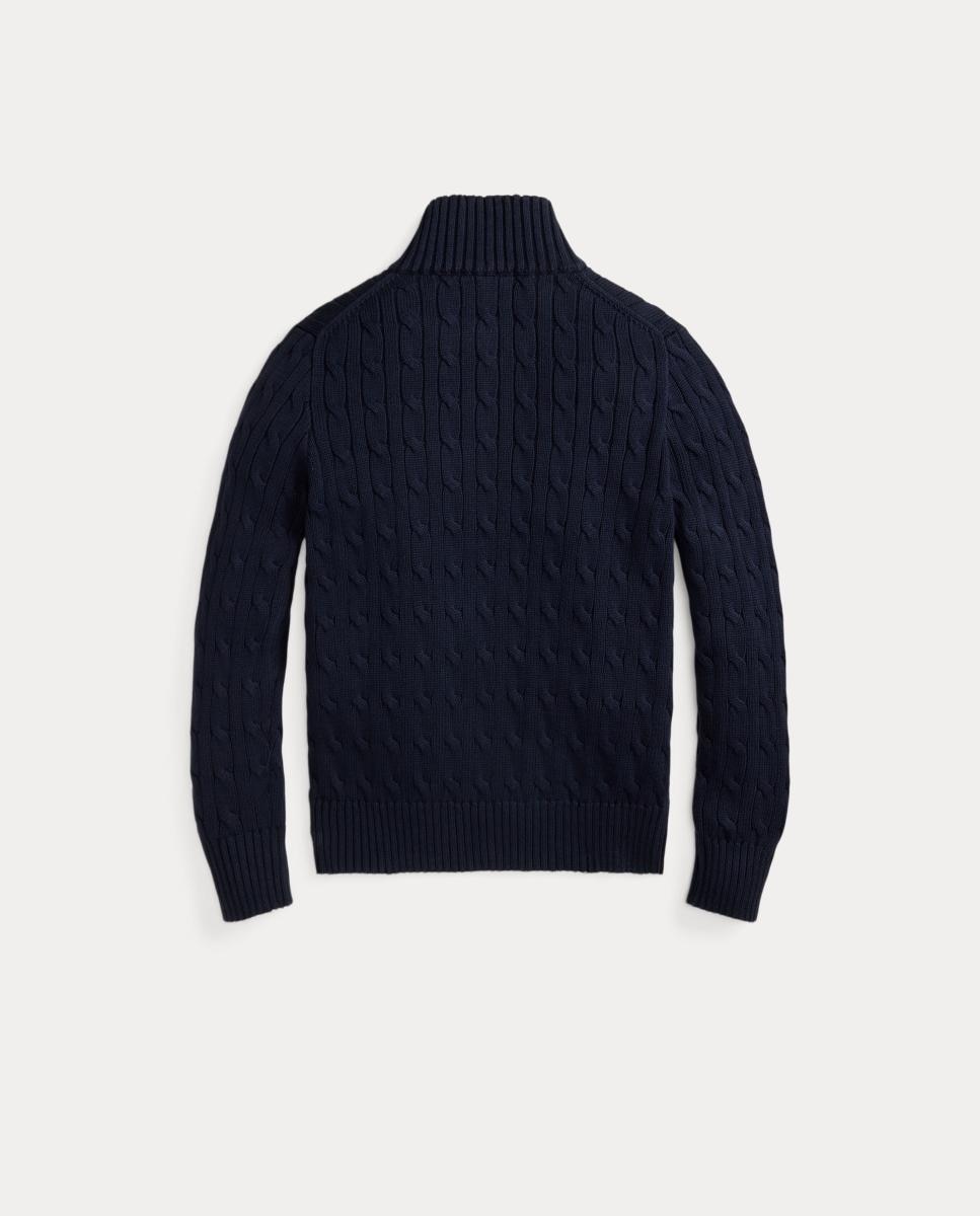 Camisola de Malha do Cabo com Meio Fecho de Correr Polo Ralph Lauren Azul-marinho-5