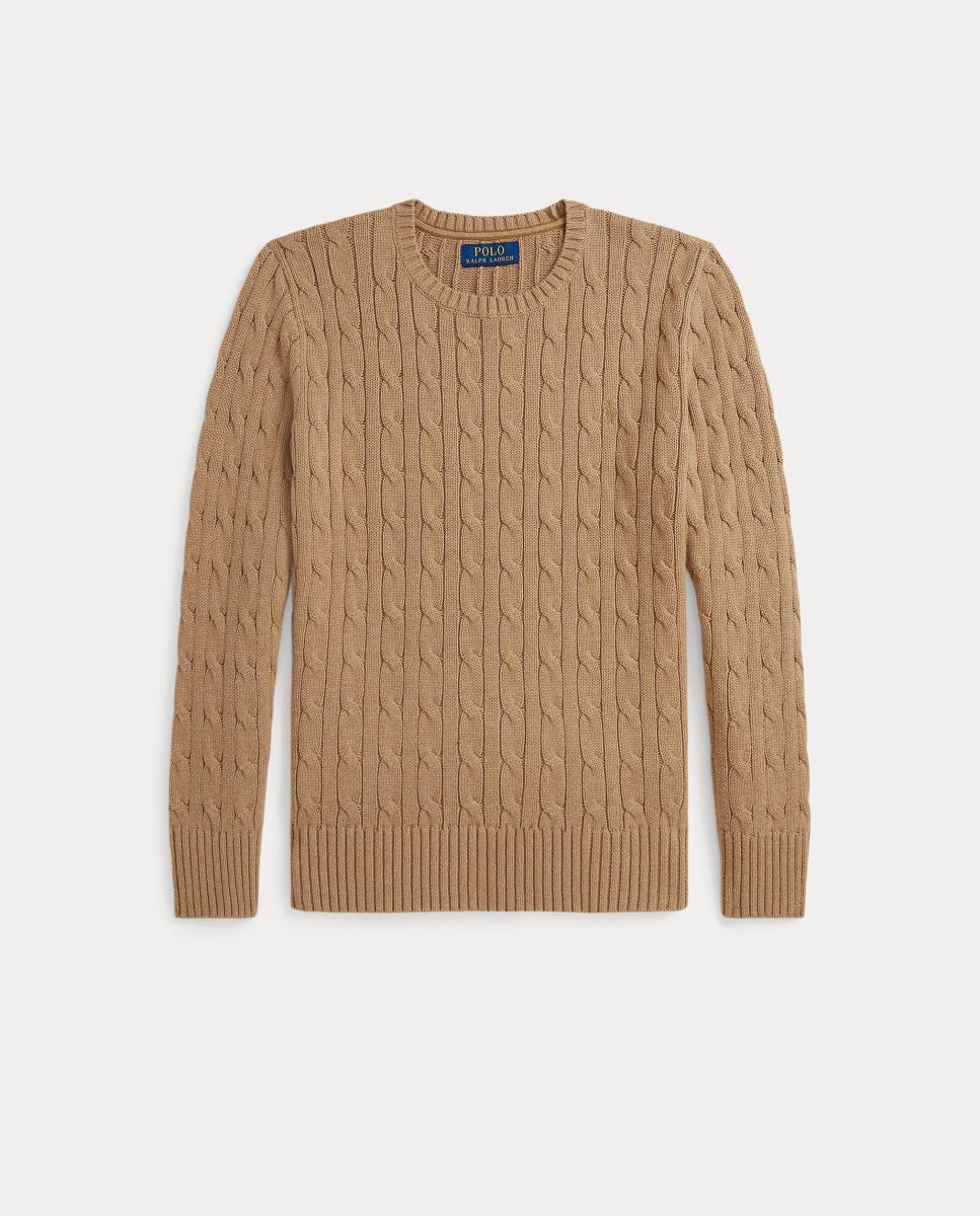 Camisola de Malha do Cabo Unissexo de Algodão Polo Ralph Lauren Camel-4
