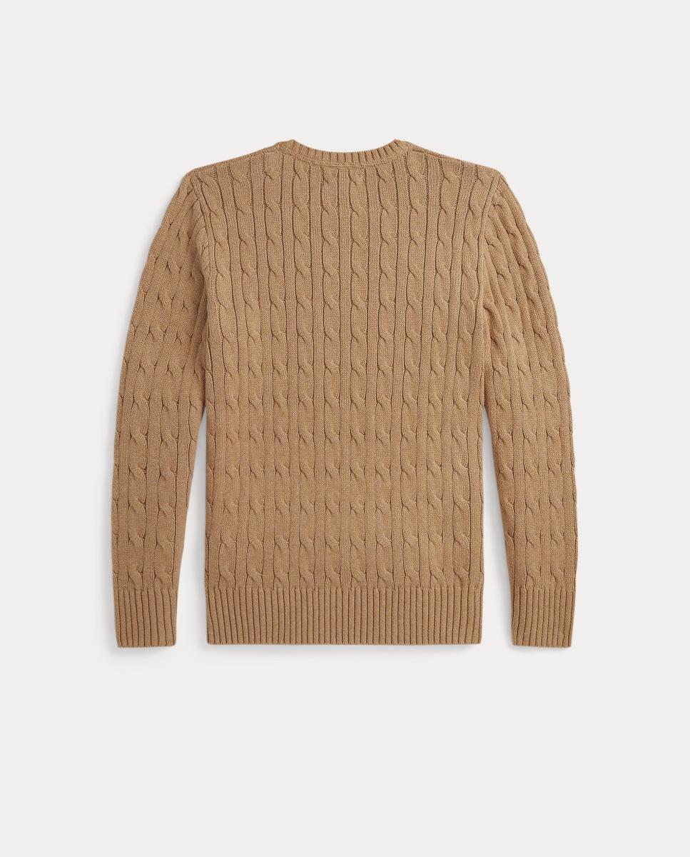 Camisola de Malha do Cabo Unissexo de Algodão Polo Ralph Lauren Camel-5