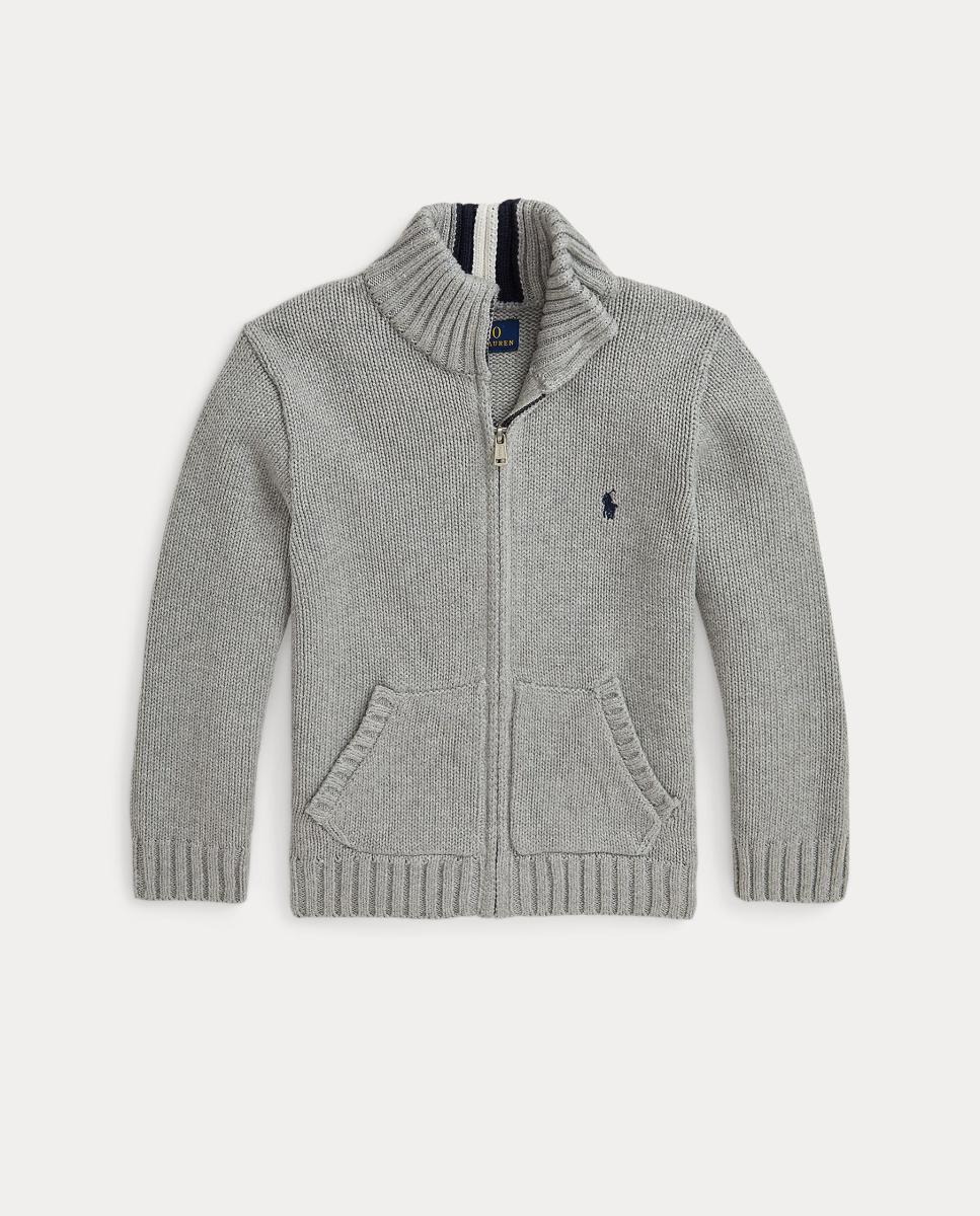 Casaco de Malha de Algodão com Fecho de Correr Completo Polo Ralph Lauren Cinzento-claro-4