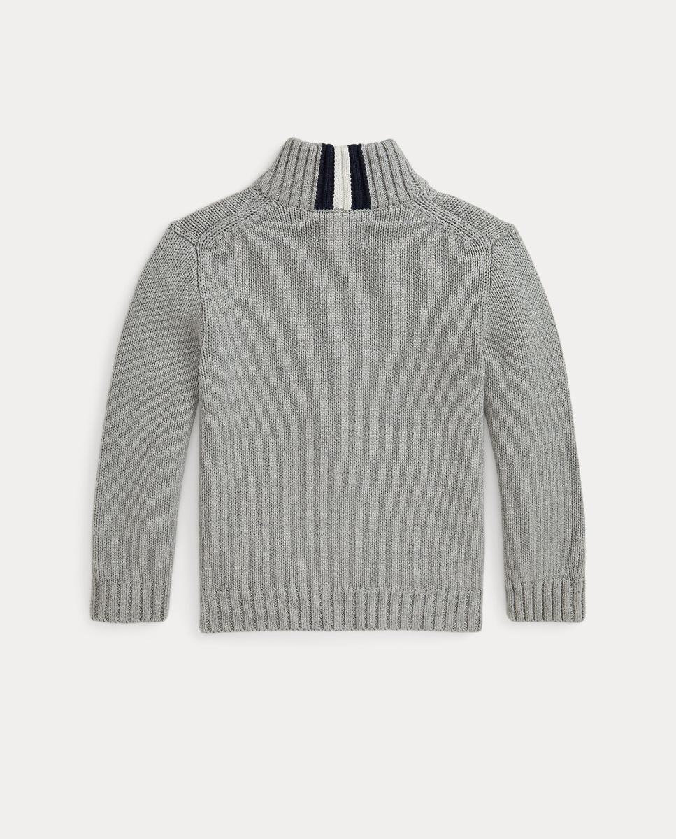 Casaco de Malha de Algodão com Fecho de Correr Completo Polo Ralph Lauren Cinzento-claro-5