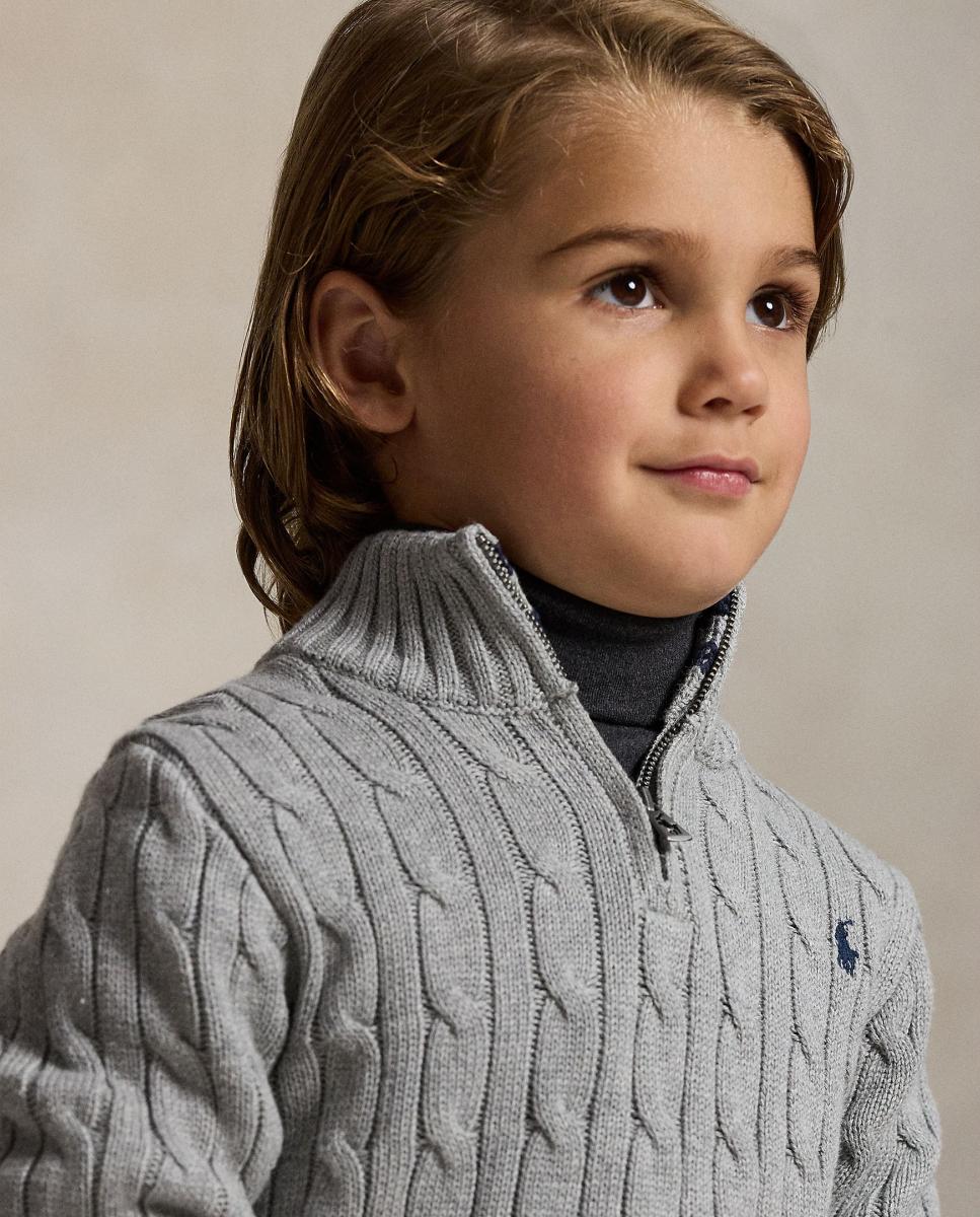 Camisola de Malha do Cabo de Algodão - Cinzento Polo Ralph Lauren Cinzento-claro-3