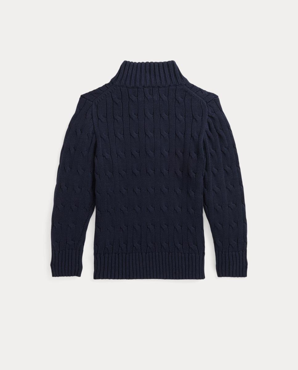 Camisola de Malha do Cabo com Meio Fecho de Correr Polo Ralph Lauren Azul-marinho-5
