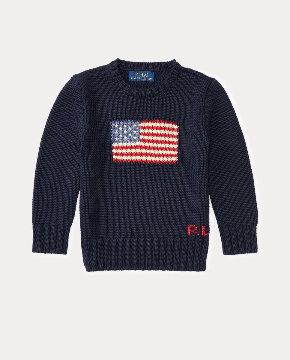 Camisola de Malha Unissexo de Algodão com Bandeira Polo Ralph Lauren Azul-marinho-4