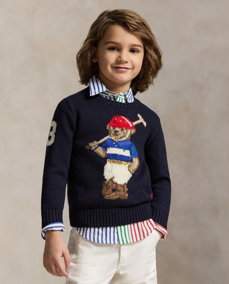 Camisola de Malha com Gola Redonda e Polo Bear Polo Ralph Lauren Azul-marinho-1