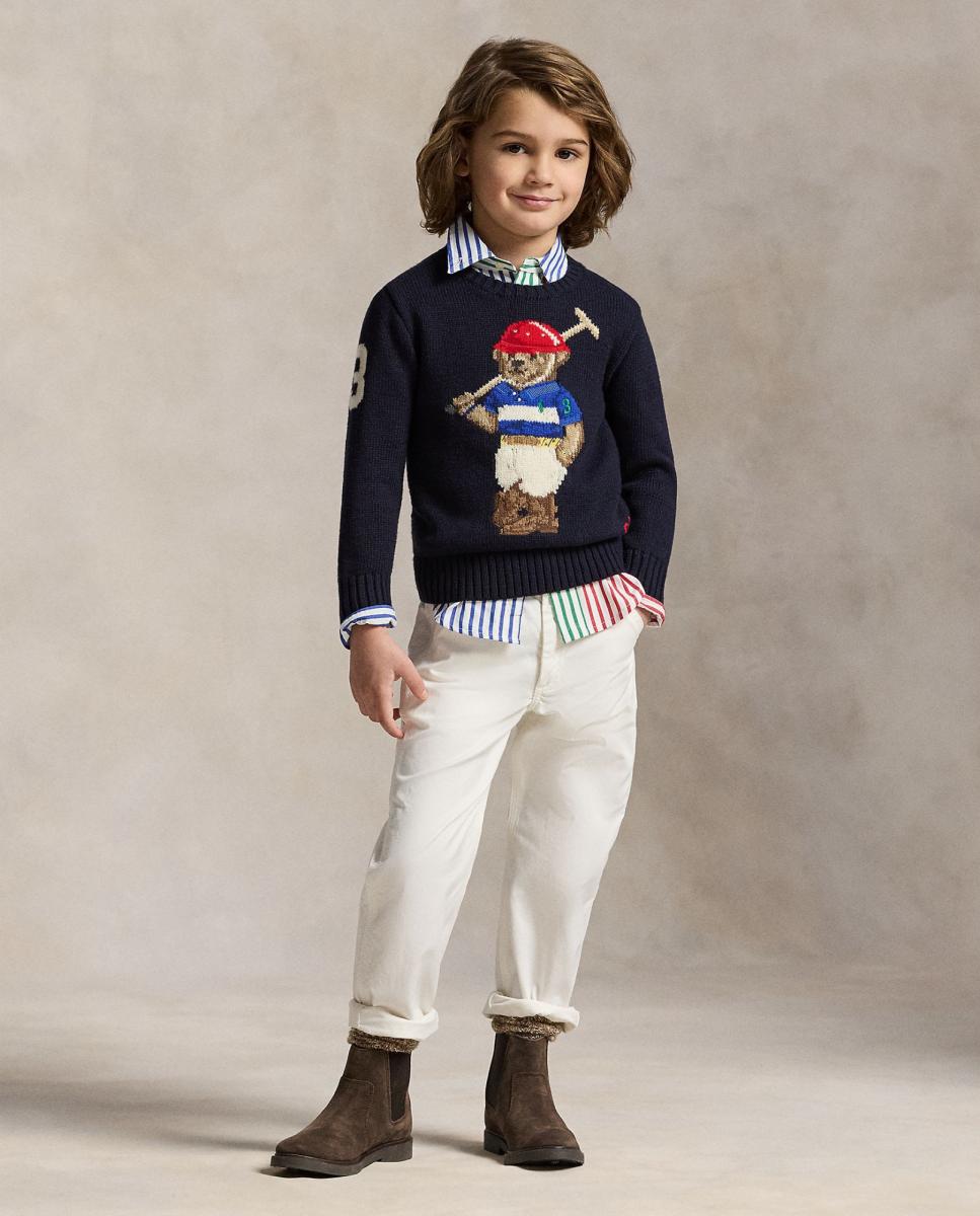 Camisola de Malha com Gola Redonda e Polo Bear Polo Ralph Lauren Azul-marinho-3