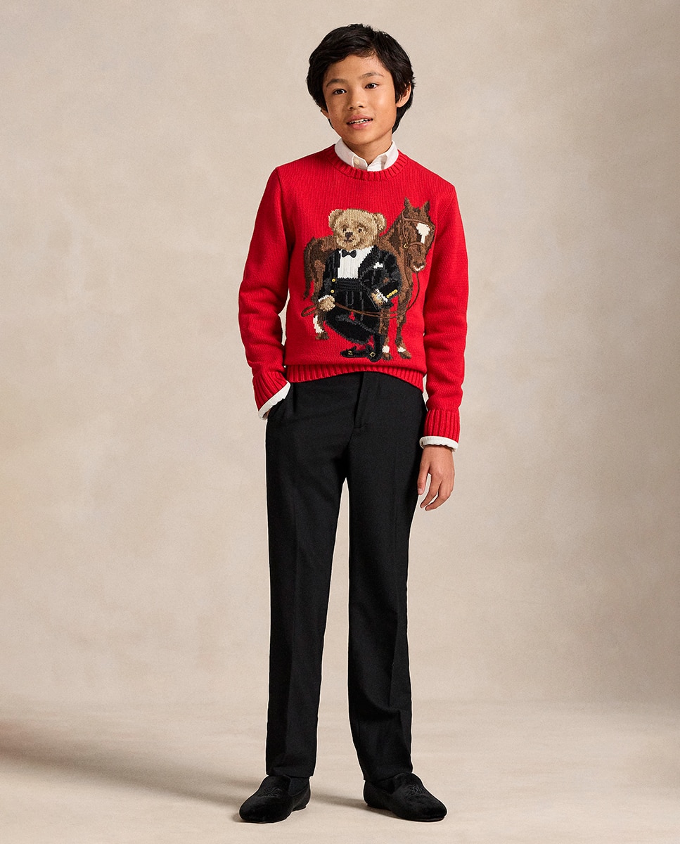 Camisola de Malha com Polo Bear do Ano Novo Lunar Polo Ralph Lauren Vermelho-3