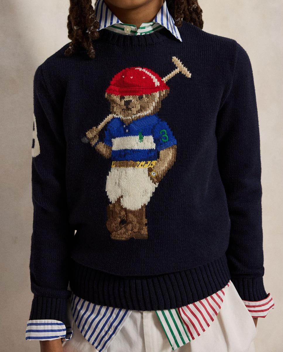 Camisola de Malha com Gola Redonda e Polo Bear Polo Ralph Lauren Azul-marinho-3