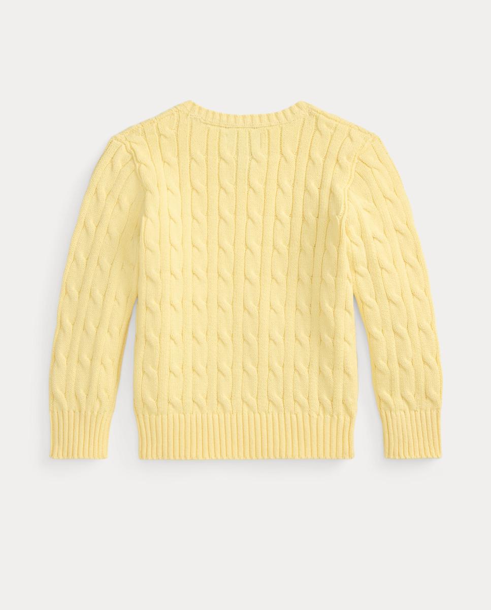 Camisola de Malha do Cabo de Algodão Amarelo-5