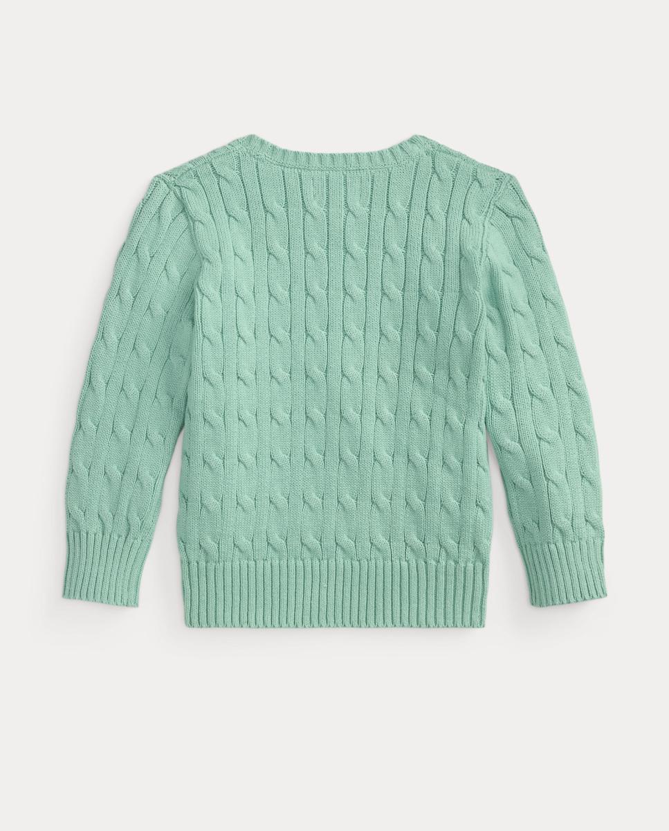 Camisola de Malha do Cabo Unissexo de Algodão Polo Ralph Lauren Verde Água-5