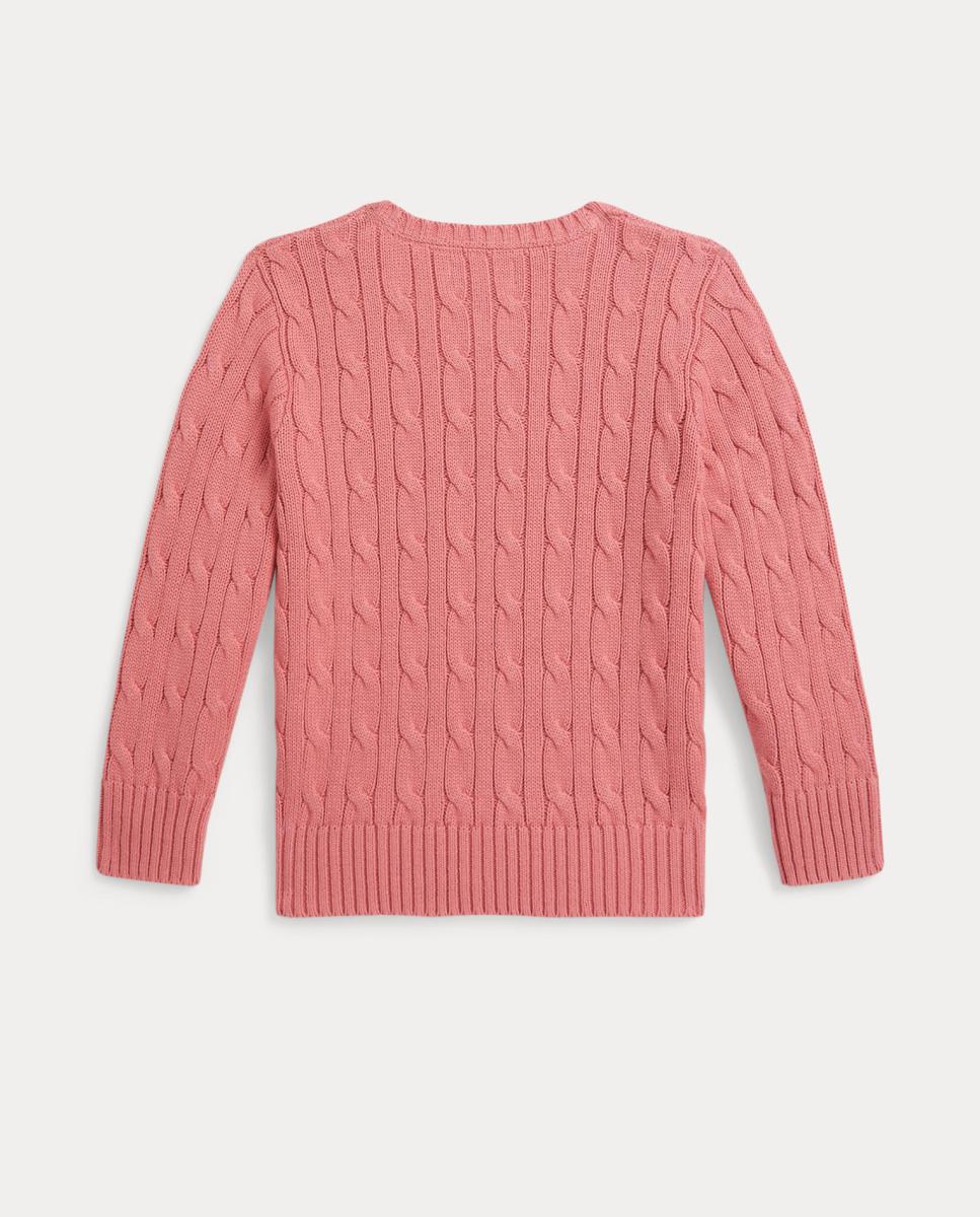 Camisola de Malha do Cabo Unissexo de Algodão Polo Ralph Lauren Rosa-5