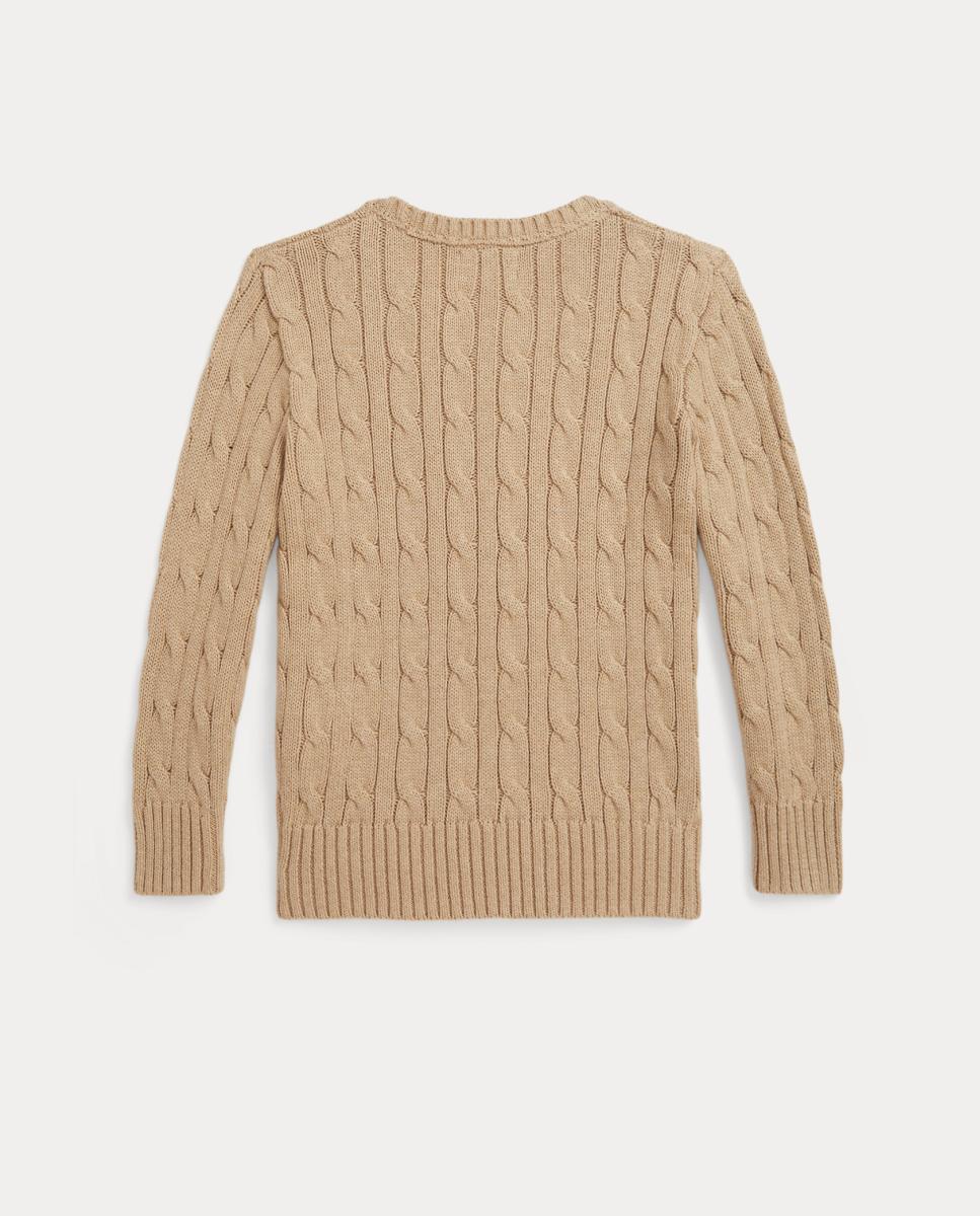 Camisola de Malha do Cabo Unissexo de Algodão Polo Ralph Lauren Camel-2