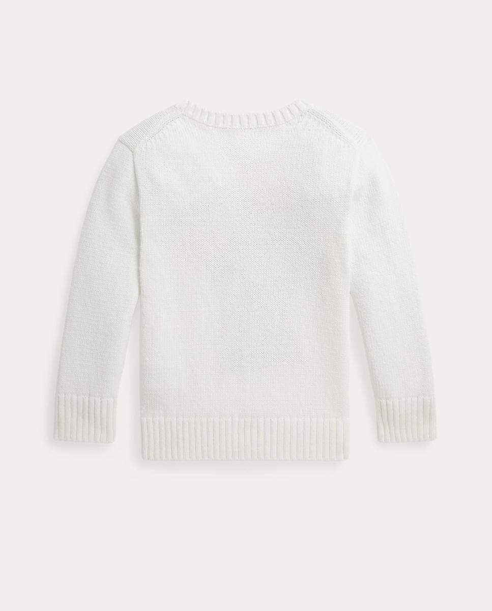 Camisola de Malha de Criança de Algodão com Polo Bear Polo Ralph Lauren Branco-marfim-5