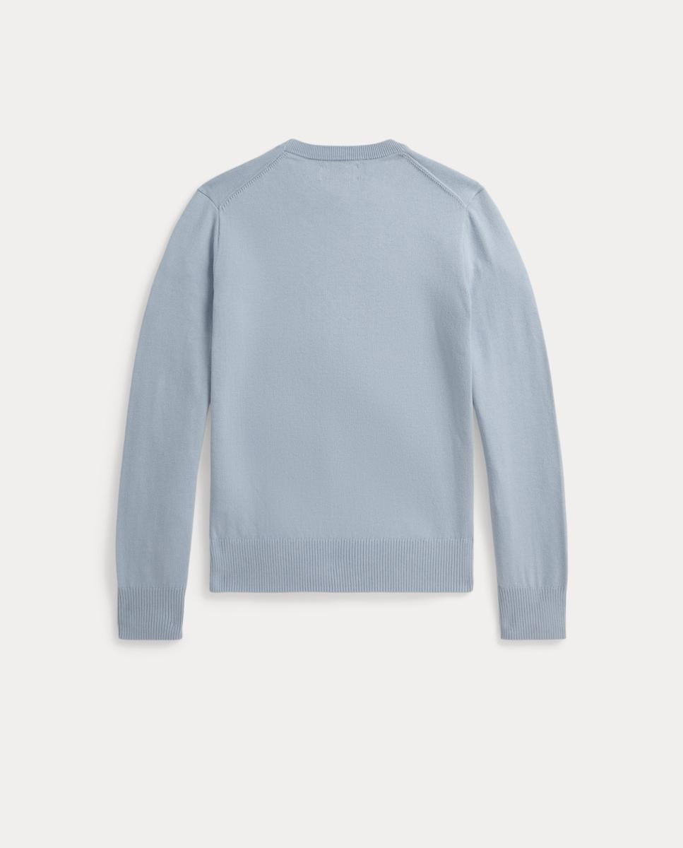 Camisola de Malha Fina de Algodão Polo Ralph Lauren Azul-claro-2