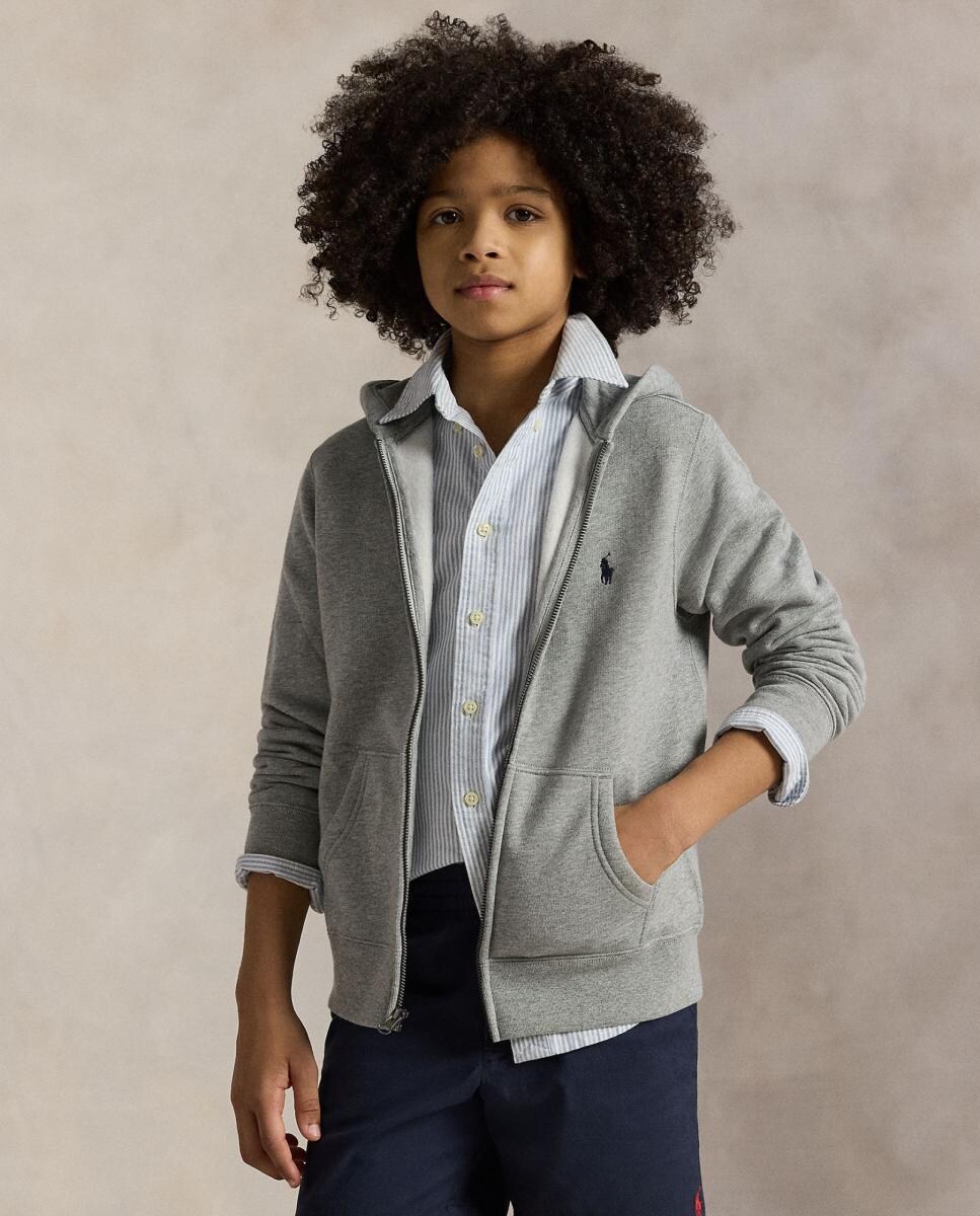 Sweatshirt com Capuz e Fecho de Correr Cinzento-2