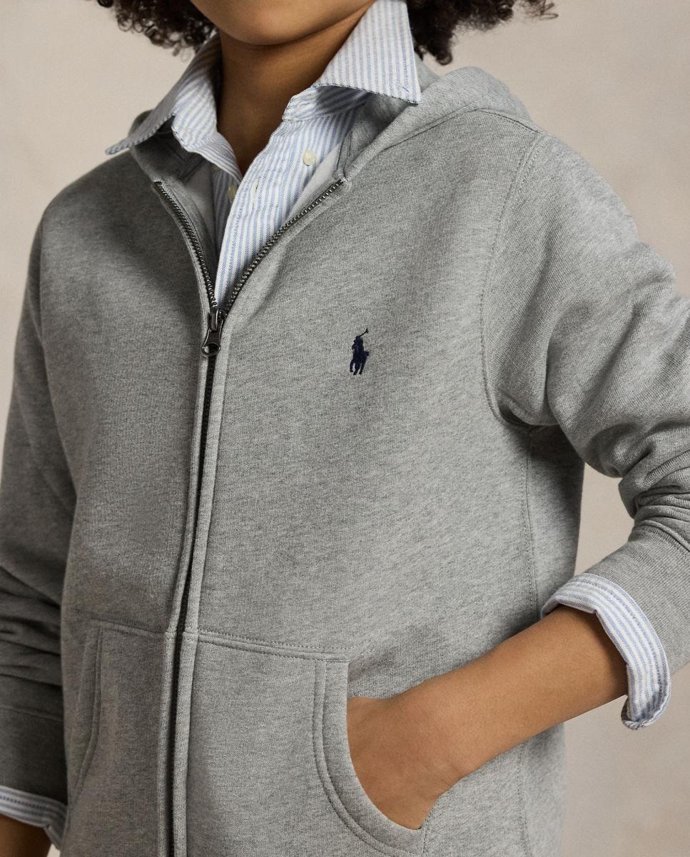 Sweatshirt com Capuz e Fecho de Correr Cinzento-3