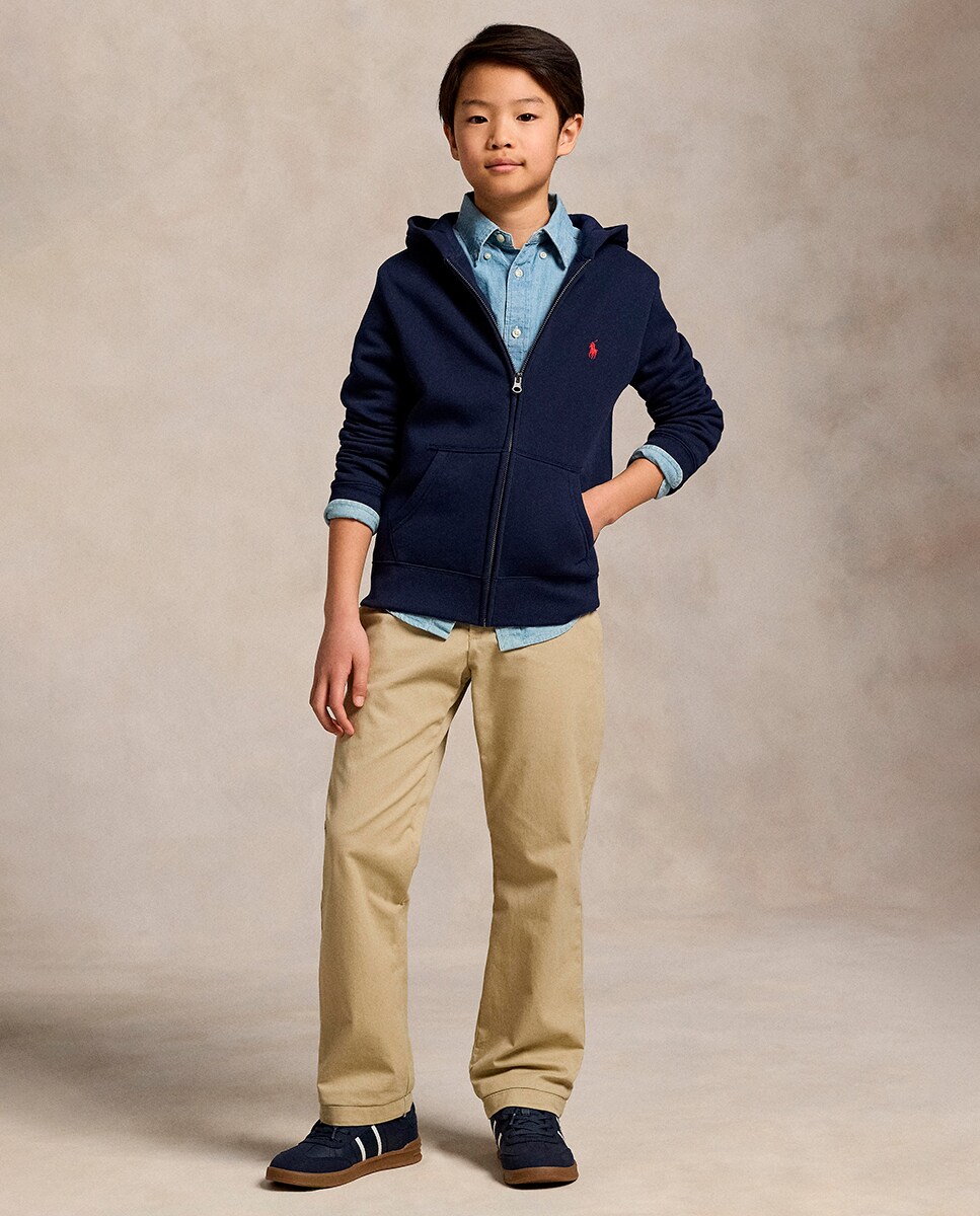 Sweatshirt Unissexo de Felpa com Capuz e Fecho de Correr Azul-marinho-3