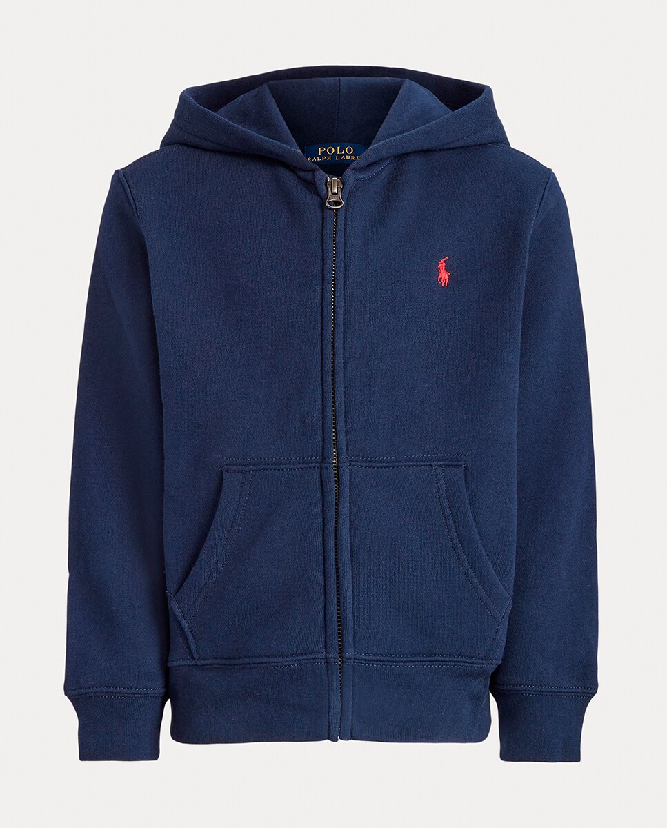 Sweatshirt Unissexo de Felpa com Capuz e Fecho de Correr Azul-marinho-5