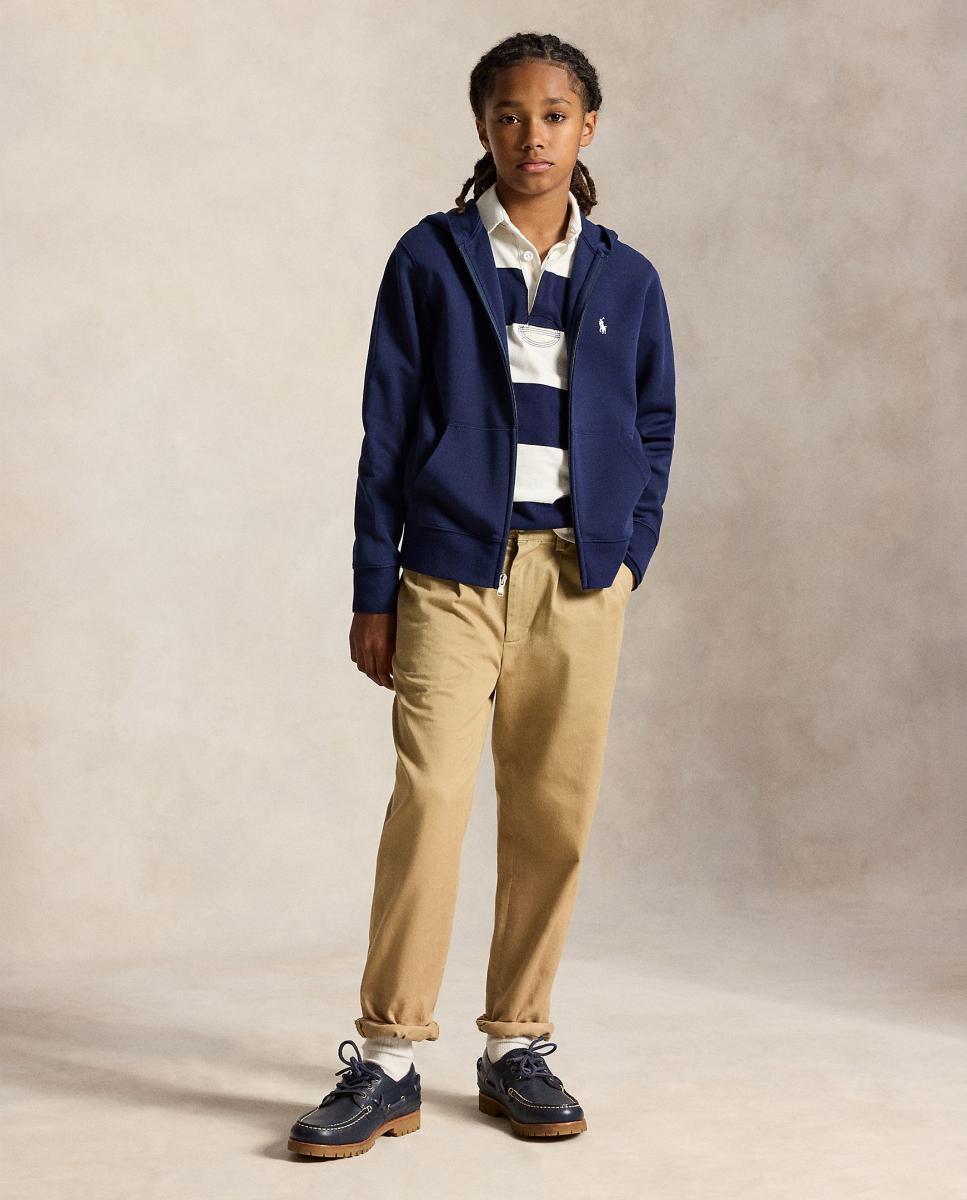 Sweatshirt com Capuz Unissexo em Tecido Técnico com Bolso Canguru Azul-marinho-3