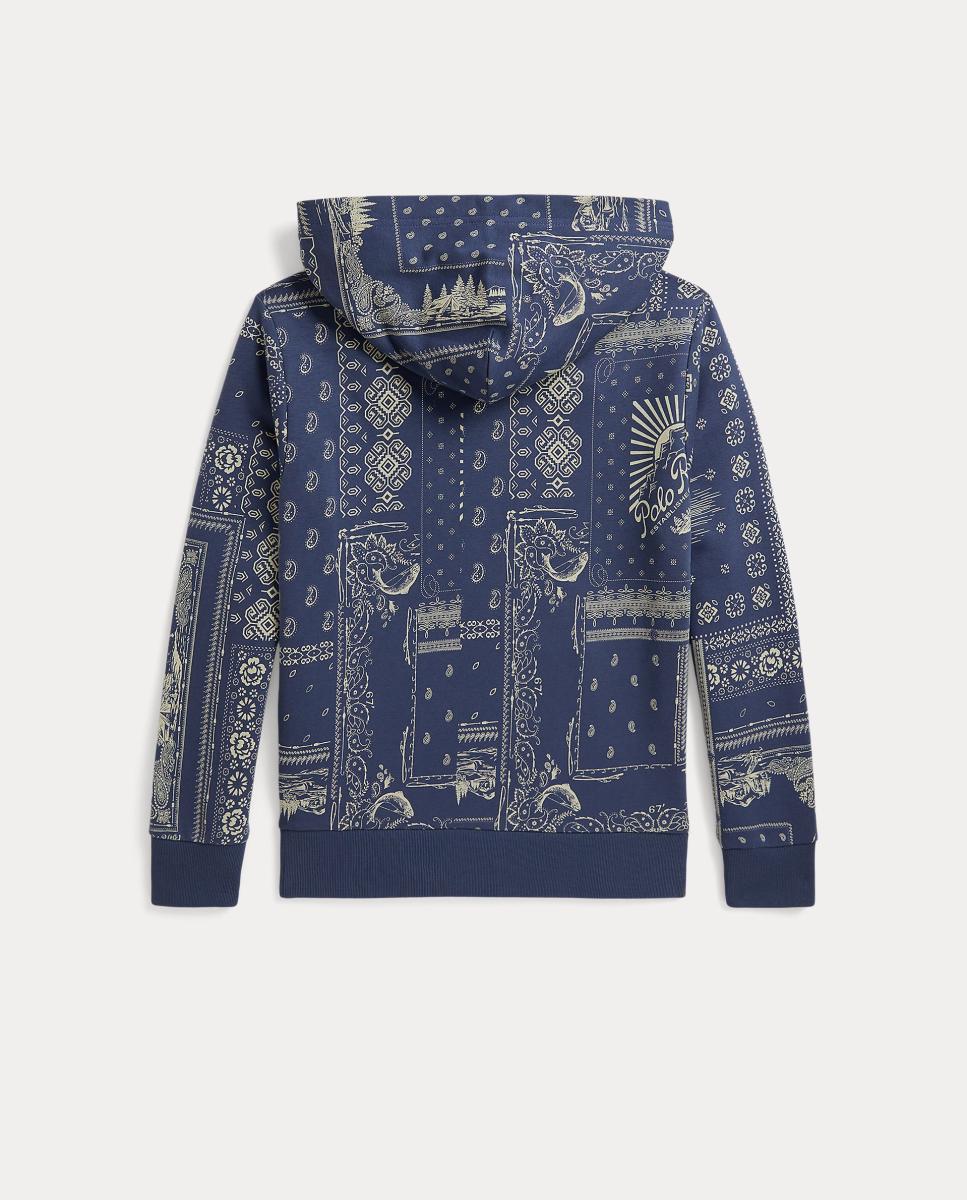 Sweatshirt com Capuz de Algodão com Estampado e Bolso Canguru Azul-marinho-5