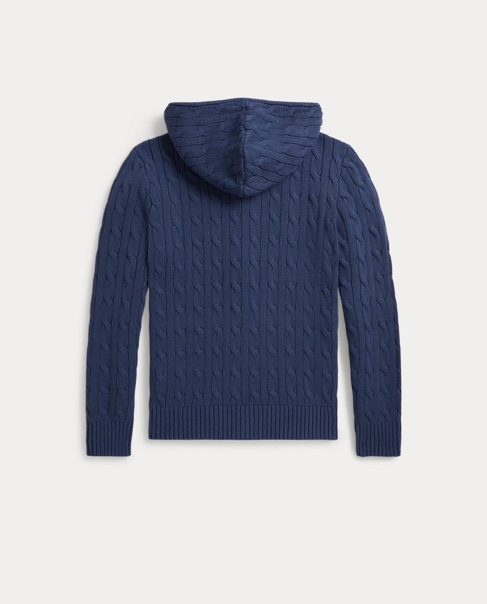 Camisola de Malha do Cabo Unissexo de Algodão com Fecho de Correr Polo Ralph Lauren Azul-índigo-2