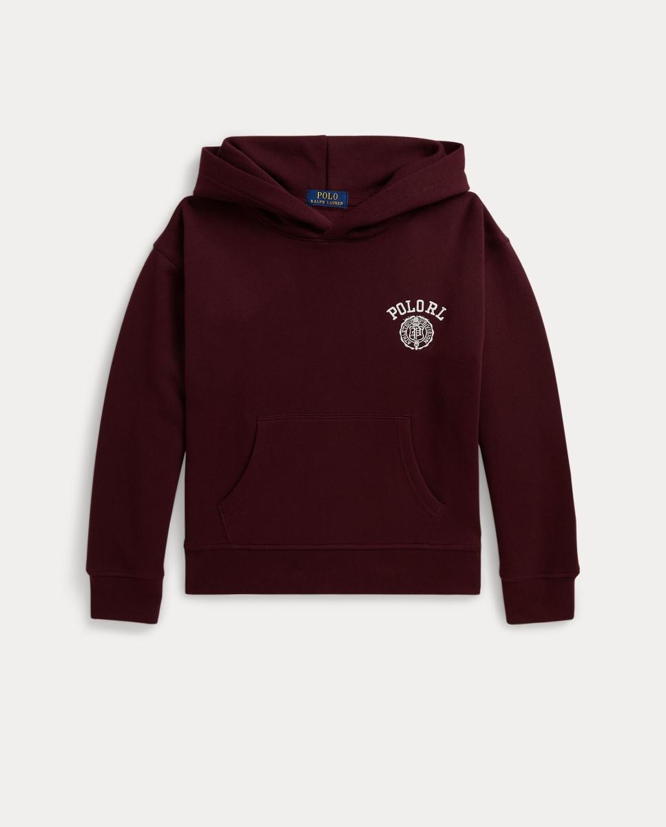Sweatshirt de Felpa Unissexo com Capuz e Logótipo Universitário Bordeaux-4