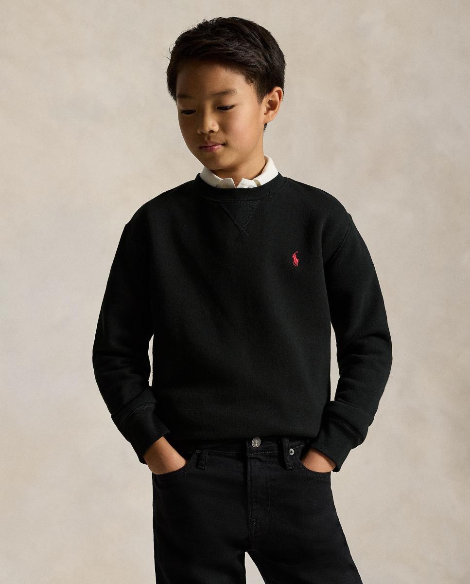 Sweatshirt preta com decote redondo Preto-2
