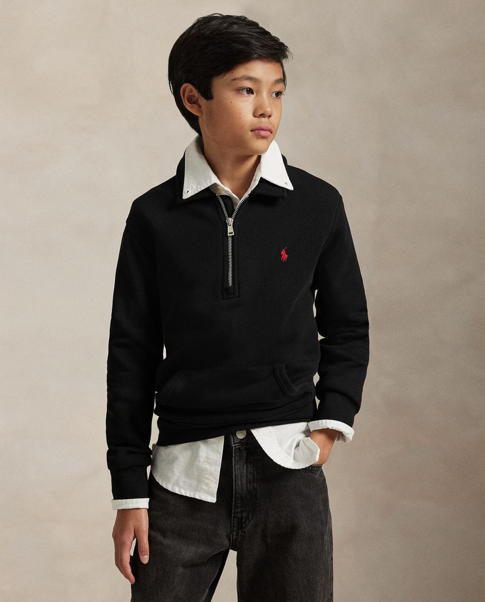 Sweatshirt Unissexo de Felpa com Colarinho de Polo Polo Ralph Lauren Preto-2