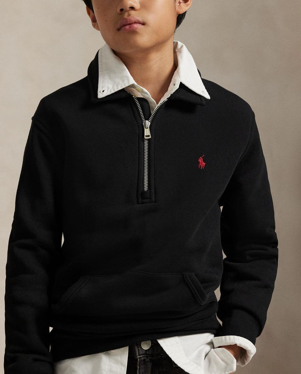 Sweatshirt Unissexo de Felpa com Colarinho de Polo Polo Ralph Lauren Preto-3