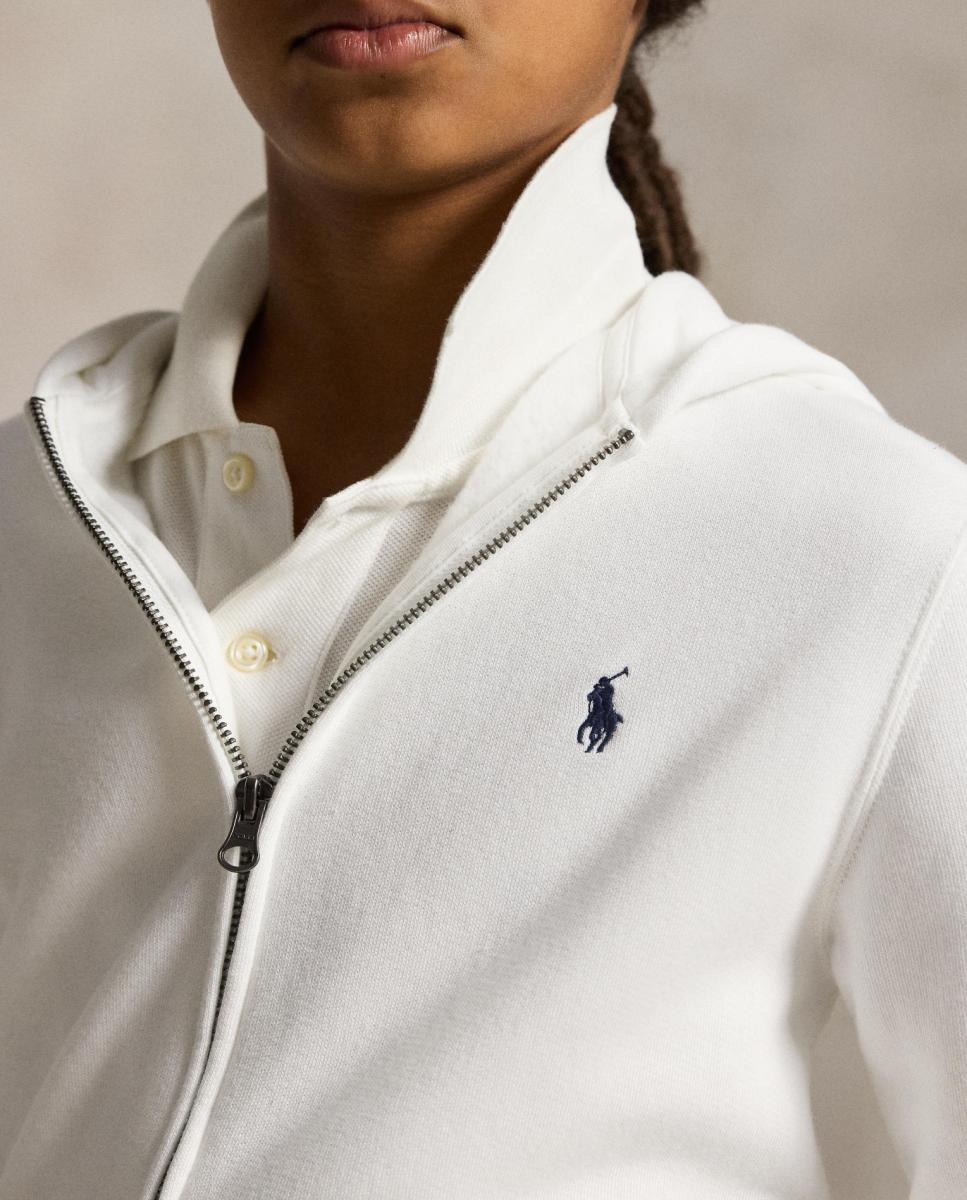 Sweatshirt de Felpa Unissexo com Capuz e Fecho de Correr Polo Ralph Lauren Branco-2