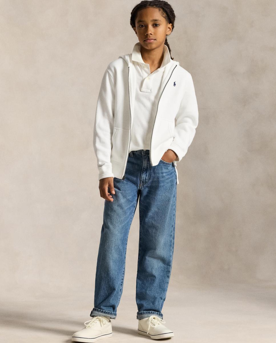 Sweatshirt de Felpa Unissexo com Capuz e Fecho de Correr Polo Ralph Lauren Branco-3