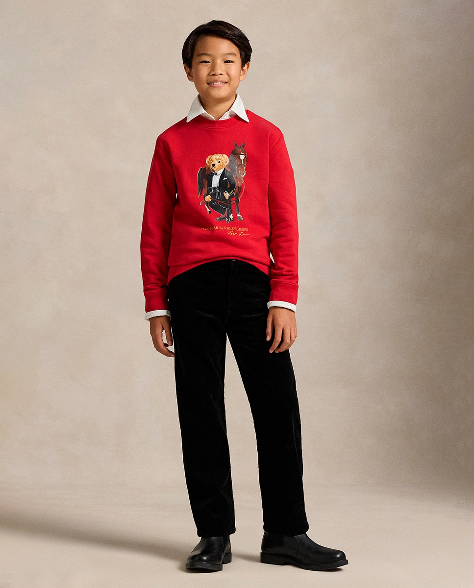 Sweatshirt sem Capuz com Polo Bear do Ano Novo Lunar Polo Ralph Lauren Vermelho-3