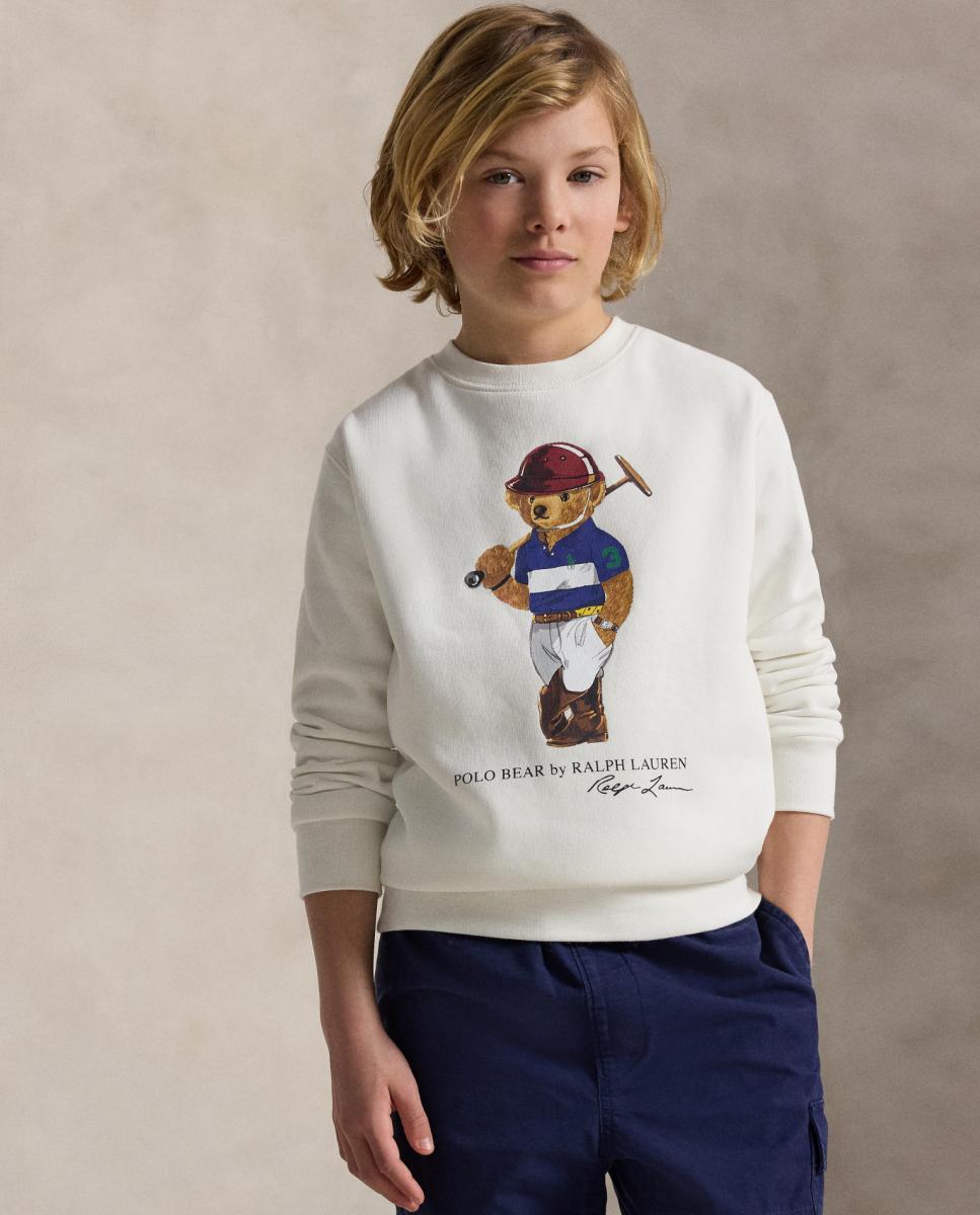 Sweatshirt de Felpa sem Capuz e com Polo Bear Polo Ralph Lauren Branco-1