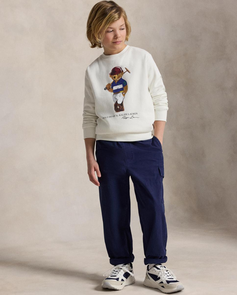 Sweatshirt de Felpa sem Capuz e com Polo Bear Polo Ralph Lauren Branco-3
