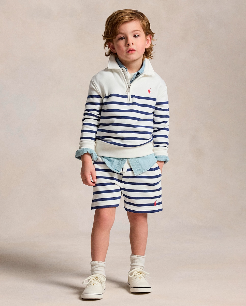 Sweatshirt de Algodão com Meio Fecho de Correr Polo Ralph Lauren Azul/Branco-6